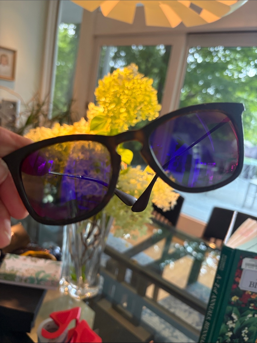 Ray-Ban Black Frame Sunglasses with Purple Mirrored Lenses ( replaced the lenses - Picture 3 of 6
